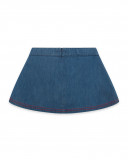 Saia azul denim botões menina