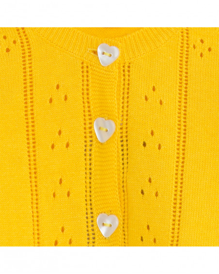 Casaco tricô botões amarela menina