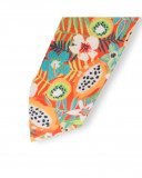 Scrunchie laranja estampado flores e frutas menina Scrunchie laranja estampado flores e frutas menina