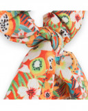 Scrunchie laranja estampado flores e frutas menina Scrunchie laranja estampado flores e frutas menina