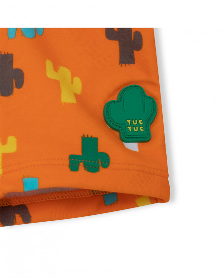 Boxer banho laranja desenhos cato menino Boxer banho laranja desenhos cato menino