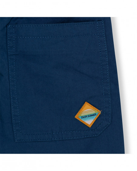 Calça de sarja azul-marinho cintura laranja menino