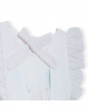 Camisola sem mangas com folhos branca menina