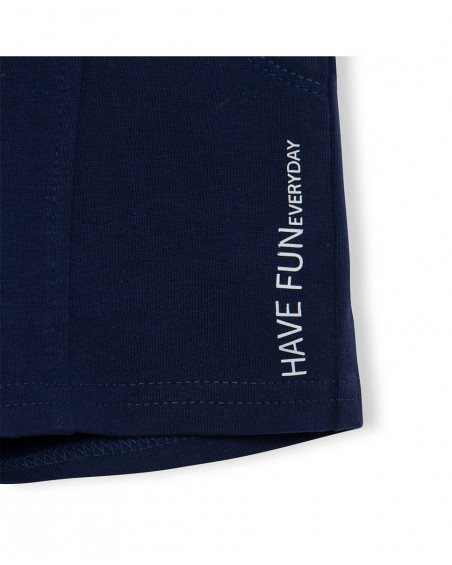 Bermudas jersey com cordão azul-marinho menino Bermudas jersey com cordão azul-marinho menino