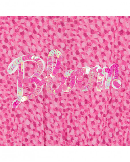 Macacão curto de popelina sem mangas fúcsia texto glitter menina Macacão curto de popelina sem mangas fúcsia texto glitter menina