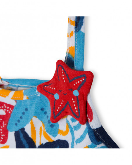 Vestido alças estrelas-do-mar multicolor menina