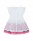 Vestido de popelina e tule sem mangas branco flores menina