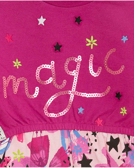Vestido de malha rosa e pelúcia menina mágica