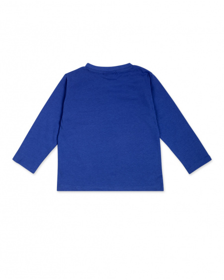 Camiseta de malha azul e cinza menino ativo Camiseta de malha azul e cinza menino ativo