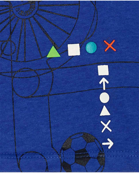 Camiseta de malha azul e cinza menino ativo Camiseta de malha azul e cinza menino ativo
