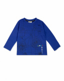 Camiseta de malha azul e cinza menino ativo Camiseta de malha azul e cinza menino ativo