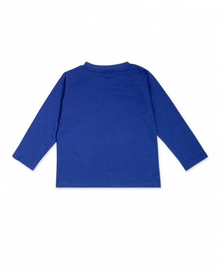 Camiseta de malha azul e cinza menino ativo Camiseta de malha azul e cinza menino ativo