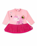 Vestido de malha rosa e tule menina mágica Vestido de malha rosa e tule menina mágica
