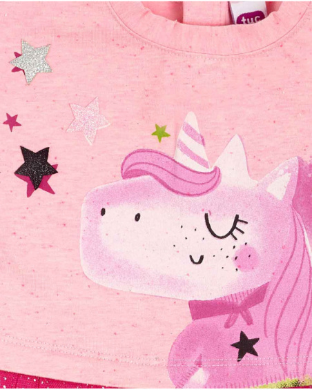 Vestido de malha rosa e tule menina mágica Vestido de malha rosa e tule menina mágica