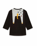 Camiseta de malha marrom e laranja menino mistura de cachorro Camiseta de malha marrom e laranja menino mistura de cachorro