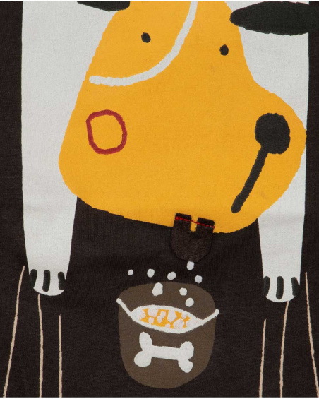 Camiseta de malha marrom e laranja menino mistura de cachorro Camiseta de malha marrom e laranja menino mistura de cachorro